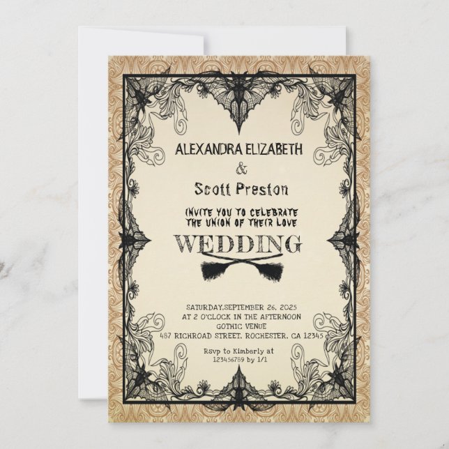 Convites Halloween vintage wedding Invitation (Frente)