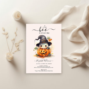 Convites Halloween Watercolor Pumpkin Little Boo Baby Showe