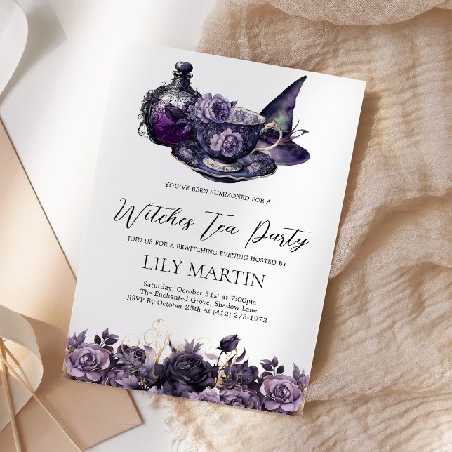 Convites Halloween Witches Tea Party (Criador carregado)