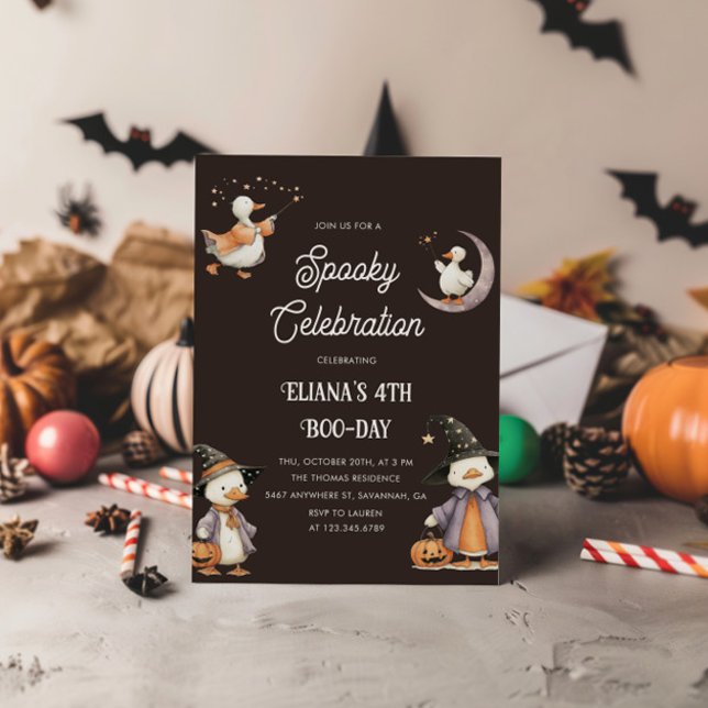 Convites Halloween Witchy Goose Spooky Aniversário de crian (Criador carregado)
