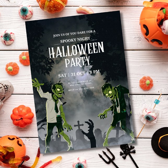 Convites Halloween Zombie Invitation Spooky Night Halloween (Criador carregado)