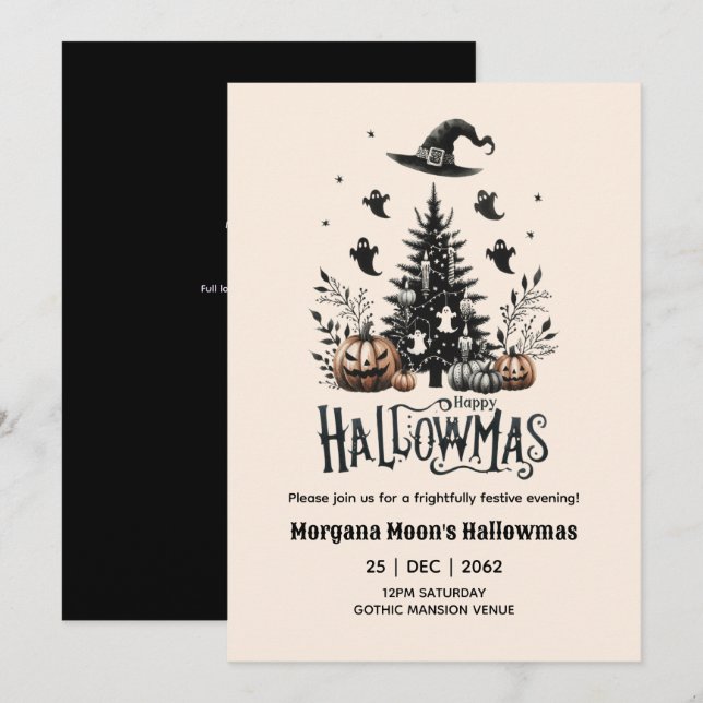Convites Hallowmas convoca Natal com tema de fantasia (Frente/Verso)
