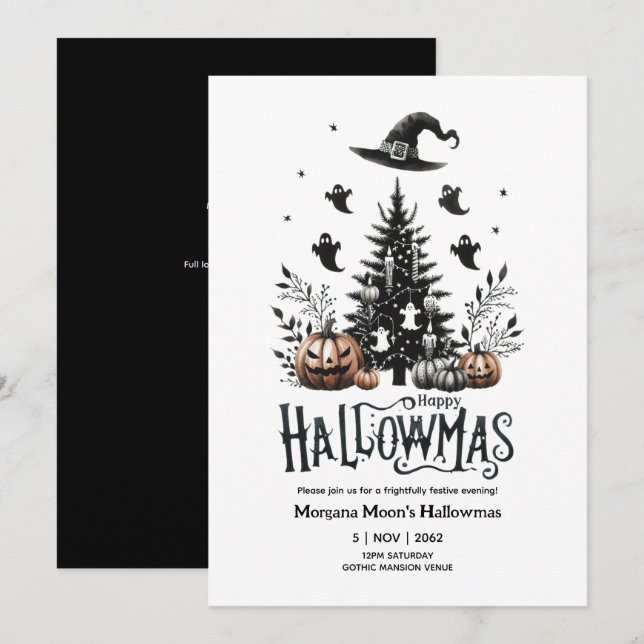 Convites Hallowmas Invoca a Mashup de Natal no Halloween (Frente/Verso)