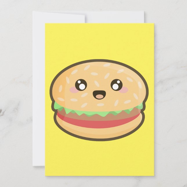 Convites Hamburger de Kawaii (Frente)