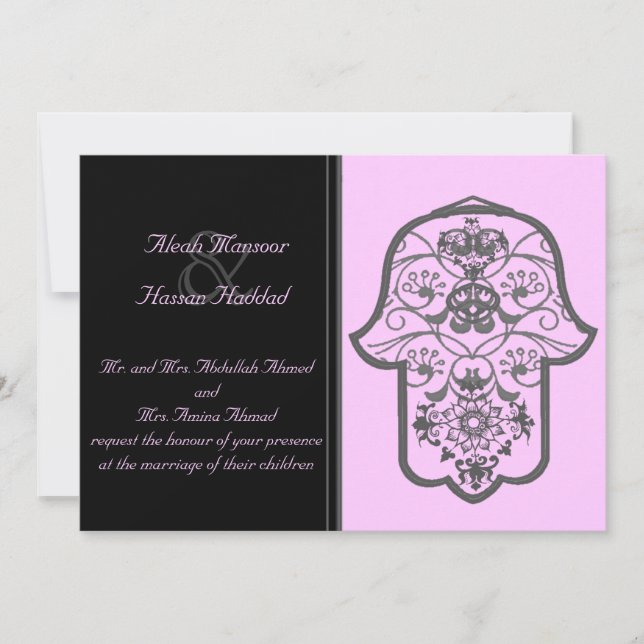 Convites Hamsa Floral (Original) (Casamento) (Frente)
