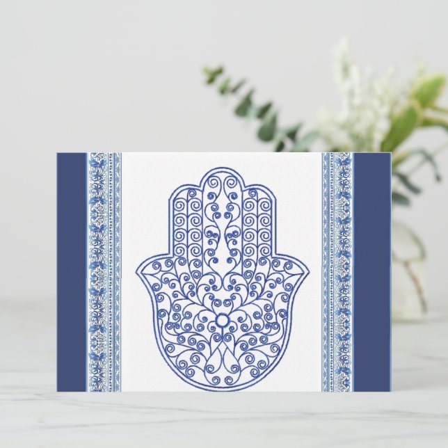 Convites hamsa*tunis*morocco*henna*azul (Em pé/Frente)