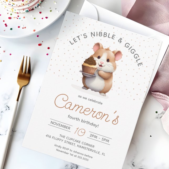 Convites Hamster, Cupcake de Chocolate Aniversário para Cri (Criador carregado)