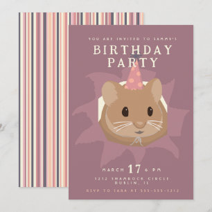 Convites Hamster de aniversário fofo em tons suaves