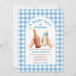 Convites Hand Drawn A baby Boy is brewing coed baby shower