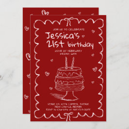 Convites Hand Drawn Adult Scribble Birthday 