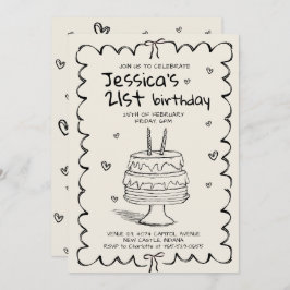 Convites Hand Drawn Adult Scribble Birthday