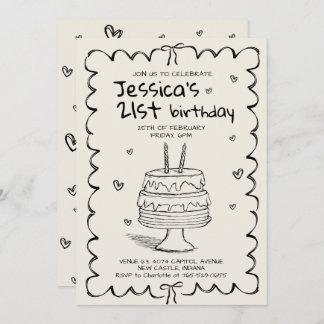 Convites Hand Drawn Adult Scribble Birthday
