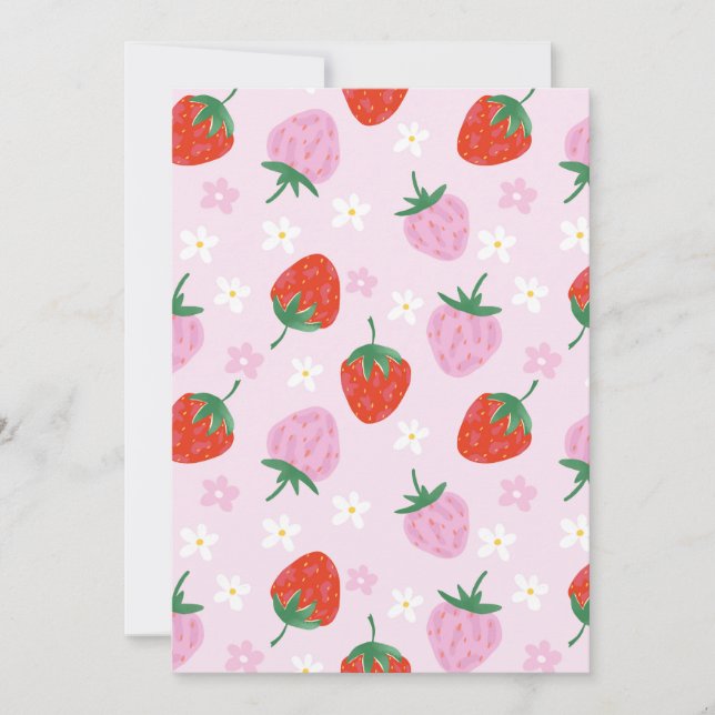 Convites Hand-Drawn Aesthetic Strawberry Seamless Pattern  (Frente)