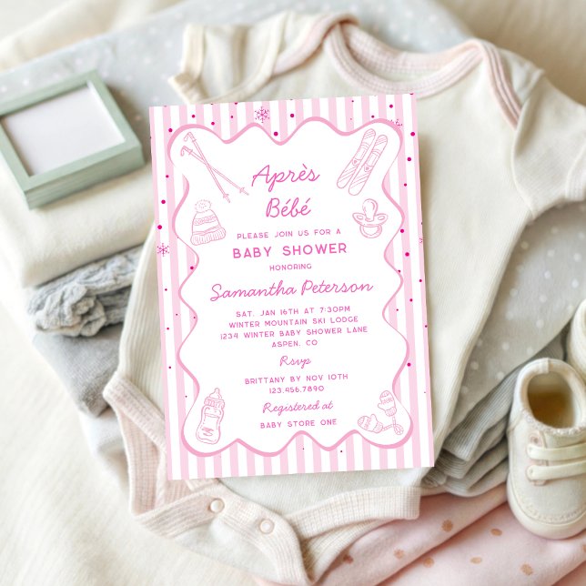 Convites Hand Drawn Apres Bebe Apres Ski Girl Baby Shower (Criador carregado)