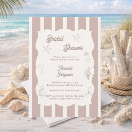 Convites Hand drawn beach ivory taupe Bridal Shower