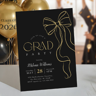 Convites Hand Drawn Bow Graduation Invitation