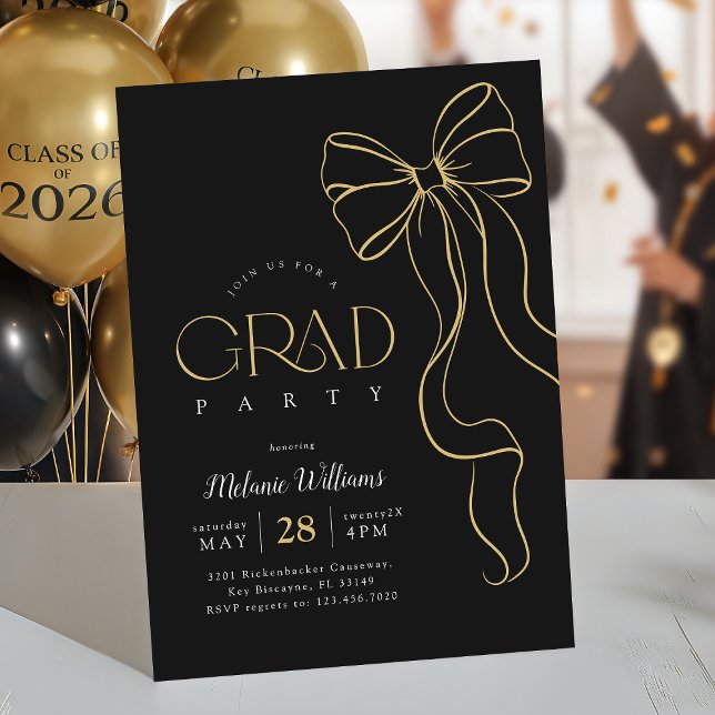 Convites Hand Drawn Bow Graduation Invitation (Criador carregado)