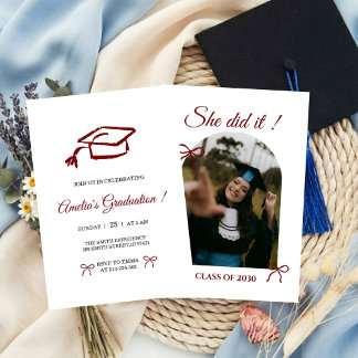 Convites Hand drawn Bow graduation party invitation