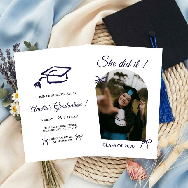 Convites  Hand drawn Bow graduation party invitation (Criador carregado)