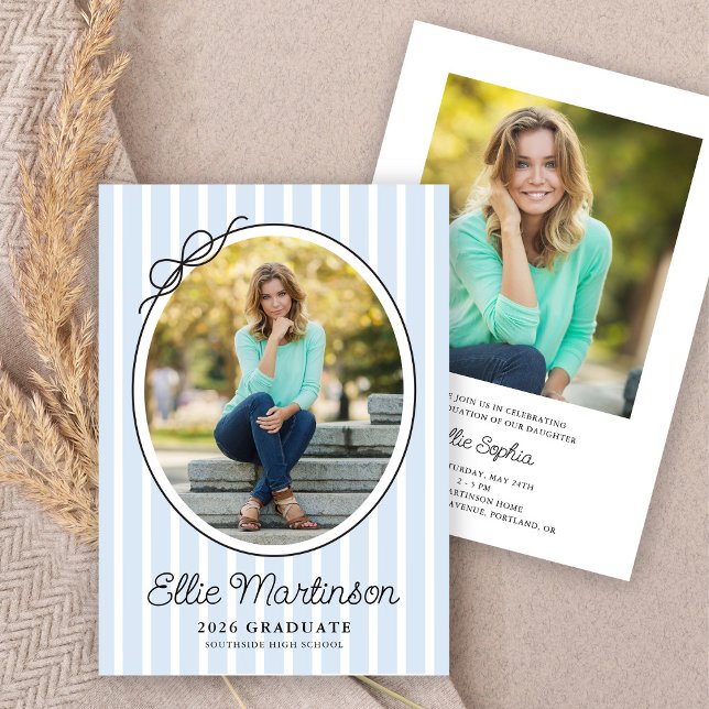 Convites Hand Drawn Bow Photo Graduation Party Invitation (Criador carregado)