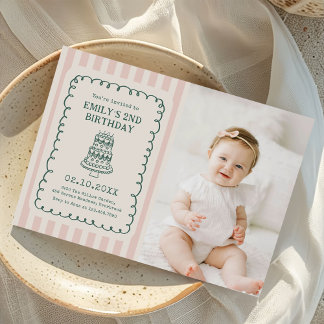 Convites Hand Drawn Cake Quirky Unique Birthday Party Photo