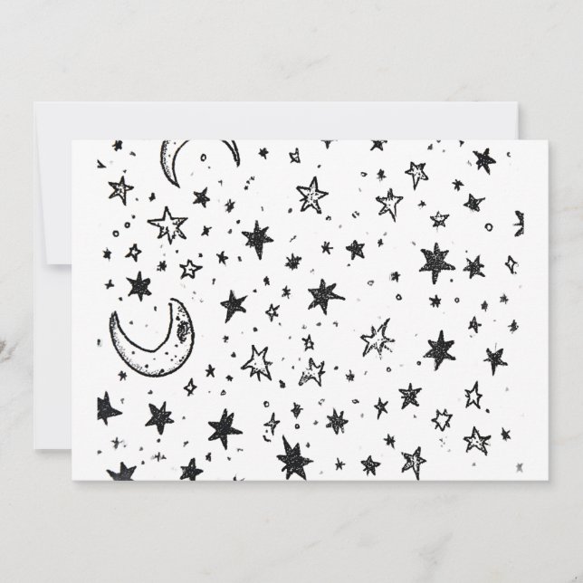 Convites Hand Drawn Celestial Night Sky Pattern (Frente)