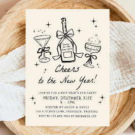 Convites Hand Drawn Champagne Cheers New Years Eve Party