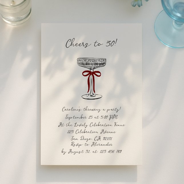 Convites hand drawn cheers to 30, birthday party invitation (Criador carregado)