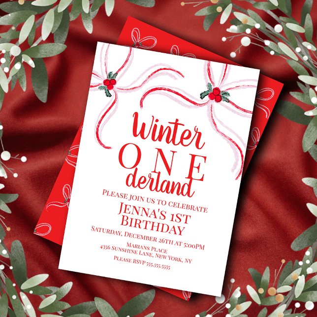 Convites Hand Drawn Christmas Bows Birthday Party  (Criador carregado)