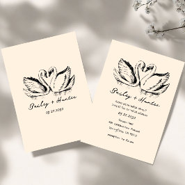 Convites hand drawn  Couple Swan Whimsical Wedding