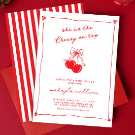 Convites Hand Drawn Cute Cherry On Top Red Baby Shower