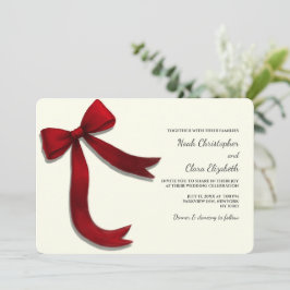 Convites Hand drawn Elegant Red Bow - Modern Minimalist