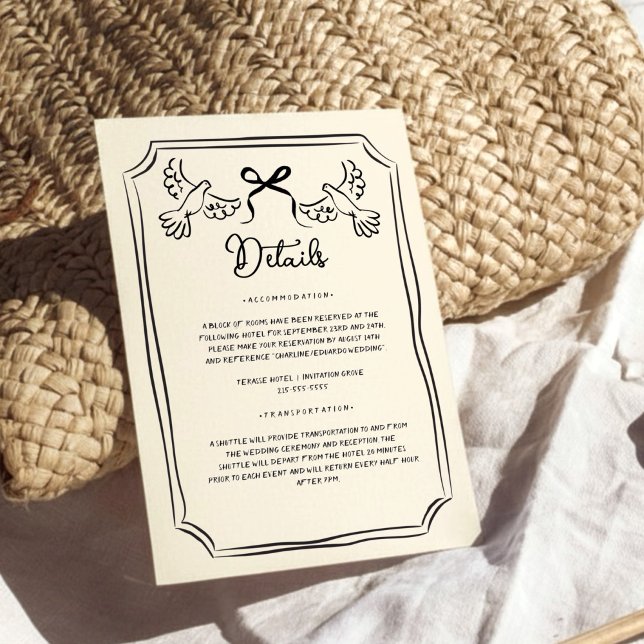 Convites Hand drawn Funky Doodle Wedding Details (Criador carregado)