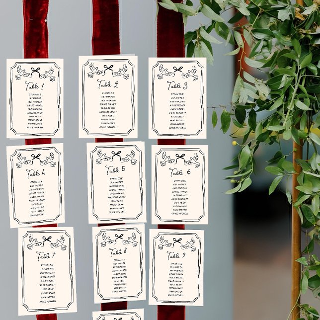 Convites Hand drawn Funky Doodle Wedding Table Seating (Criador carregado)