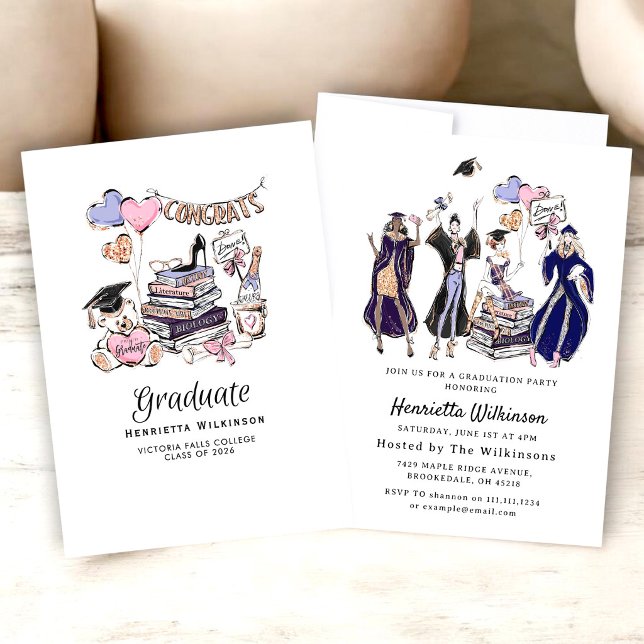 Convites Hand Drawn Graduate class of 2026 Celebration (Criador carregado)