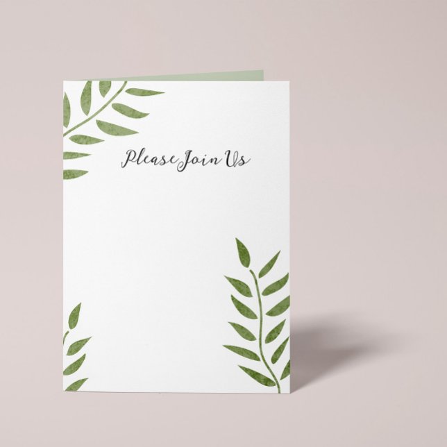 Convites Hand-drawn green artistic leaf branch (Criador carregado)