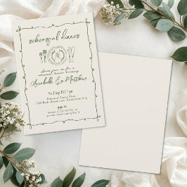 Convites Hand Drawn Green Wedding Rehearsal Dinner