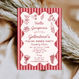 Convites Hand Drawn Italian Pasta Dinner Galentines Party