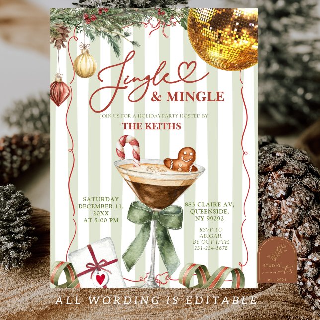 Convites Hand Drawn Jingle and Mingle Christmas Party (Criador carregado)