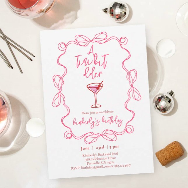 Convites Hand drawn Martini A Tiny Bit Older Birthday Party (Criador carregado)