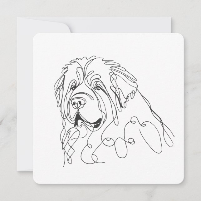 Convites Hand Drawn Newfoundland Minimalist Line Art (Frente)