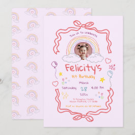 Convites Hand Drawn Rainbow Whimsical Birthday Photo