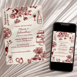 Convites Hand Drawn Scribbles/Doodles Wedding Invitation