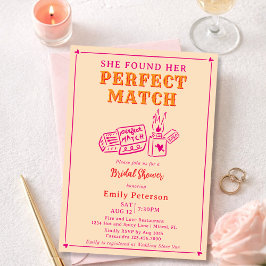 Convites Hand Drawn The Perfect Match Pink Bridal Shower
