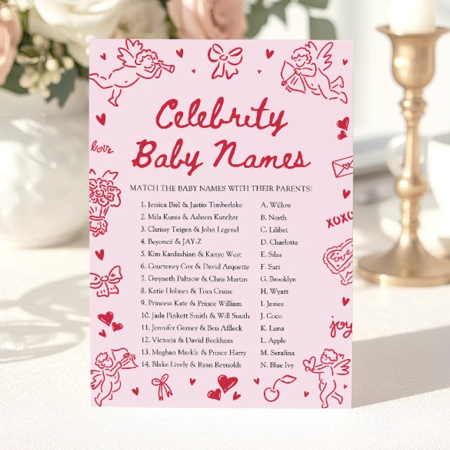 Convites Hand Drawn Valentine Celebrity Baby Name Game (Hand Drawn Valentine Celebrity Baby Name Game)