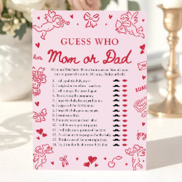 Convites Hand Drawn Valentine Guess Who Mom or Dad Game