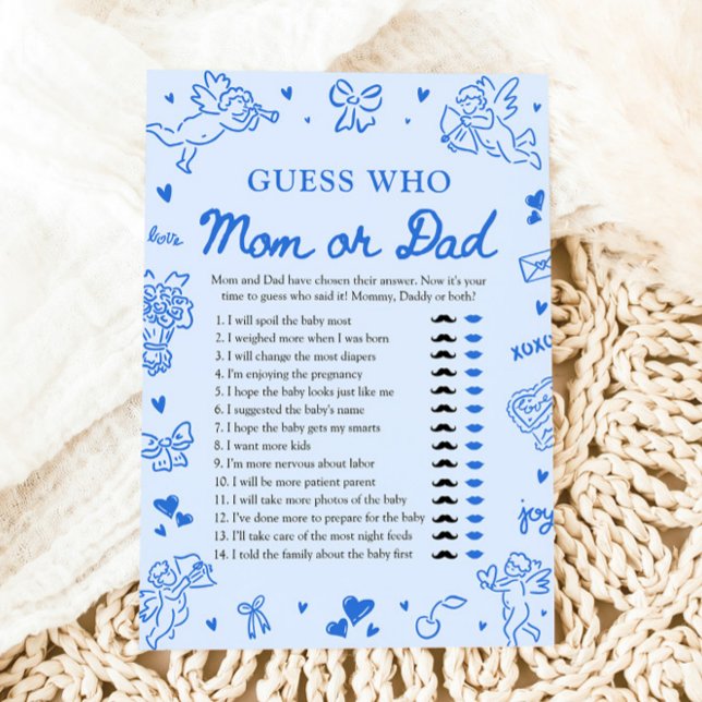 Convites Hand Drawn Valentine Guess Who Mom or Dad Game (Hand Drawn Baby Shower Guess The Sweet Mess Game)