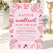 Hand Drawn Valentine Little Sweetheart Baby Shower