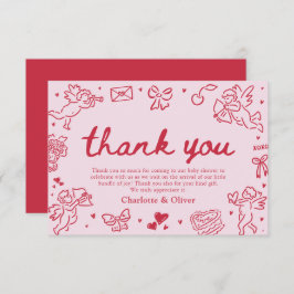 Convites Hand Drawn Valentine Sweetheart Thank you card