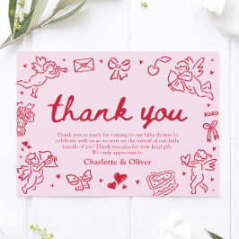 Convites Hand Drawn Valentine Sweetheart Thank you card